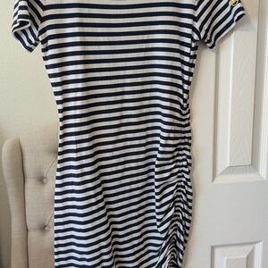 MICHAEL Michael Kors Blue and White Striped Midi Dress